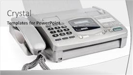  Presentation with machine - Amazing slide deck having old office fax machine shot on white background backdrop and a light gray colored foreground