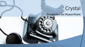 Presentation with old telephone - PPT theme having old old landline telephone phone on a white background background and a light blue colored foreground