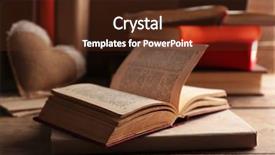  Presentation with old book - Audience pleasing presentation theme consisting of old open book on table backdrop and a tawny brown colored foreground