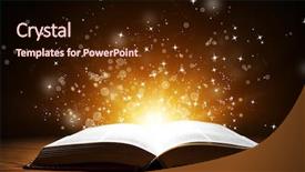  Presentation with magic book - Beautiful slide set featuring old open book with magic backdrop and a wine colored foreground