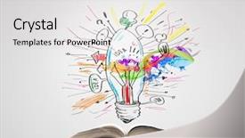  Presentation with business book tgemplate - PPT theme featuring old opened book with business background and a light gray colored foreground