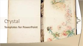  Presentation with old page - Slides with old opened notebook with the drawing on the right hand page background and a lemonade colored foreground