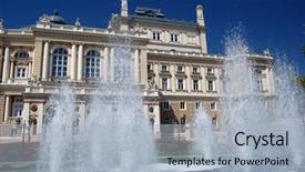  Presentation with opera - Beautiful presentation theme featuring old opera theater building in odessa ukraine backdrop and a light blue colored foreground
