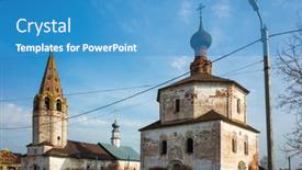  Presentation with ancient cross - Slide set consisting of old-orthodox-holy-cross-church background and a teal colored foreground