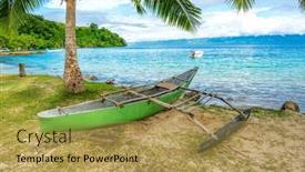  Presentation with navigate - Presentation theme with old-outrigger-boat-used background and a yellow colored foreground