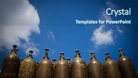  Presentation with tank - PPT layouts enhanced with old oxygen tank and blue background and a ocean colored foreground