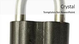  Presentation with padlock - Slide set featuring old padlock isolated on white background background and a white colored foreground