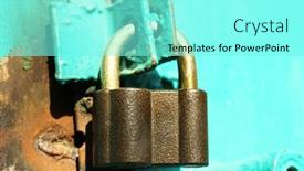  Presentation with padlock - Colorful PPT theme enhanced with old padlock on door close backdrop and a arctic colored foreground