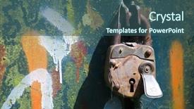  Presentation with padlock - Amazing PPT theme having old-padlock-on-the-door backdrop and a ocean colored foreground