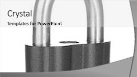  Presentation with padlock - PPT theme consisting of old padlock with key isolated background and a light gray colored foreground