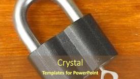  Presentation with padlock - Beautiful slide set featuring old padlock with key on wooden background close-up backdrop and a tawny brown colored foreground