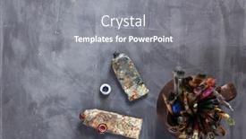  Presentation with abstract paint brush texture art - Beautiful theme featuring old-paint-brush-and-tubes backdrop and a gray colored foreground