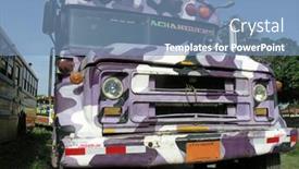  Presentation with school bus - Slides having old-painted-school-bus background and a teal colored foreground