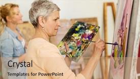  Presentation with creativity - Presentation design consisting of old painters - creativity education and people concept background and a coral colored foreground