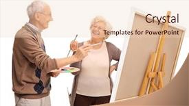  Presentation with canvas - Amazing slides having old painters - mature couple painting backdrop and a lemonade colored foreground
