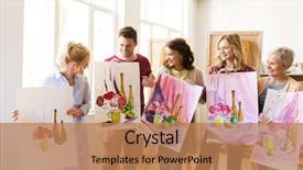  Presentation with painting old - Audience pleasing PPT theme consisting of old painters - painting education and people concept backdrop and a coral colored foreground