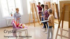  Presentation with painting old - Amazing presentation having old painters - painting education and people concept backdrop and a soft green colored foreground