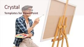  Presentation with artist - PPT layouts consisting of old painters - senior artist looking background and a lemonade colored foreground