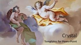 Presentation with painting old - Presentation having old painting - angels background and a coral colored foreground