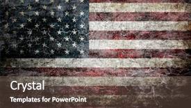  Presentation with american flag - Colorful PPT theme enhanced with old painting - grungy american flag background backdrop and a tawny brown colored foreground