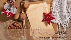  Presentation with old paper - Cool new theme with old paper and christmas decoration backdrop and a coral colored foreground