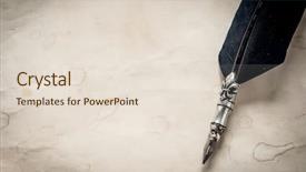  Presentation with old feather pen - PPT theme consisting of old paper and fountain pen background and a lemonade colored foreground