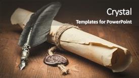  Presentation with feather pen - Slide deck consisting of old paper and fountain pen background and a tawny brown colored foreground