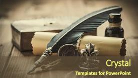  Presentation with old paper pen - Audience pleasing slide set consisting of old paper and fountain pen backdrop and a tawny brown colored foreground