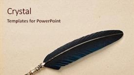  Presentation with old feather pen - Slide set featuring old paper and fountain pen background and a lemonade colored foreground