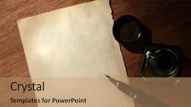  Presentation with old paper pen - Slide set with old paper and pen background and a coral colored foreground