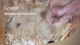  Presentation with old paper and ink - Slides featuring old paper background and hand background and a  colored foreground