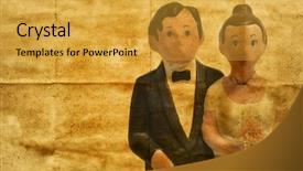  Presentation with old couple - PPT layouts having simulating a vintage wedding invitation background and a gold colored foreground
