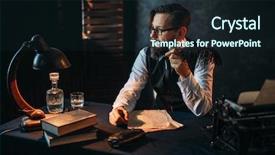  Presentation with writing education female writer - Cool new PPT layouts with old paper feather - bearded writer in glasses smoking backdrop and a wine colored foreground