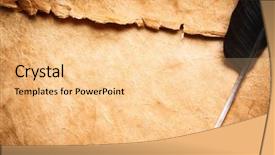  Presentation with quill pen - Presentation theme featuring old paper feather - quill pen background and a blonde colored foreground