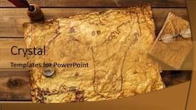  Presentation with vintage book - Beautiful slide set featuring old paper feather - vintage map compass and book backdrop and a gold colored foreground