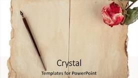  Presentation with old paper ink - Beautiful presentation design featuring old paper ink pen backdrop and a soft green colored foreground