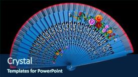  Presentation with dark blue black slate - PPT theme consisting of old paper moving - china blue hand fan isolated background and a ocean colored foreground