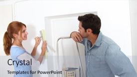  Presentation with new cold room storage - Audience pleasing PPT layouts consisting of old paper moving - couple choosing wallpaper color backdrop and a light blue colored foreground