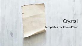  Presentation with pluma history old paper scroll - Slide deck with old paper on blue wooden background and a white colored foreground