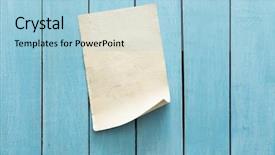  Presentation with fire old paper - Slide set with old paper on blue wooden background and a light blue colored foreground