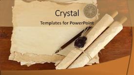  Presentation with scrolls - Beautiful PPT theme featuring old paper scrolls and compass backdrop and a yellow colored foreground