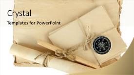  Presentation with scrolls - Presentation design consisting of old paper scrolls and compass background and a lemonade colored foreground