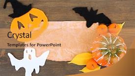  Presentation with old paper - Presentation design featuring old paper with halloween decorations background and a yellow colored foreground