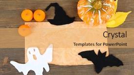  Presentation with fire old paper - Slide set having old paper with halloween decorations background and a yellow colored foreground