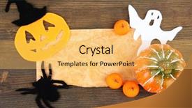  Presentation with old paper - Presentation theme consisting of old paper with halloween decorations background and a yellow colored foreground