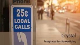  Presentation with city street - PPT theme enhanced with old pay phone detail with city street in the background background and a coral colored foreground
