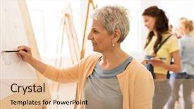  Presentation with creativity - Amazing slides having old painters - art school creativity and people backdrop and a coral colored foreground