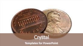  Presentation with american - PPT theme featuring old penny - american one cent background and a tawny brown colored foreground