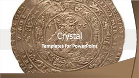  Presentation with zodiac - Slides with old penny - medieval silver coin with zodiac background and a coral colored foreground