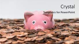  Presentation with copper - Cool new PPT theme with old penny - pink piggy bank swimming backdrop and a white colored foreground